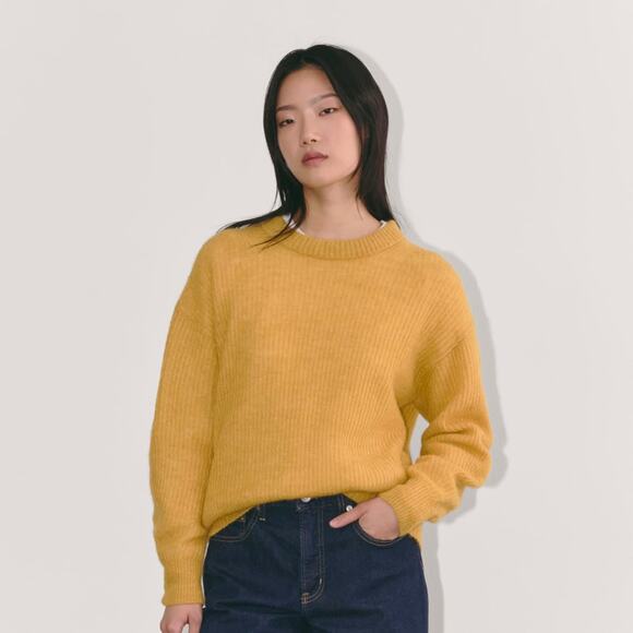 Everlane The Cocoon Crew In Alpaca Golden Yellow - L - Picture 1 of 6